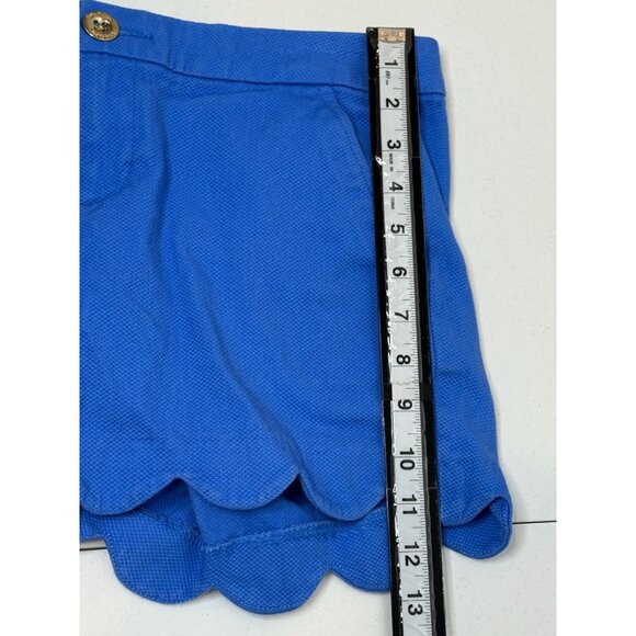 Lilly Pulitzer Blue Scallop Hem Shorts Size 4 Cotton Stretch Preppy Summer - Picture 9 of 12